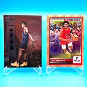 🔥Scoot Henderson Rookie Lot! Peach Skybox Metal + Haunted Hoops Orange Border!